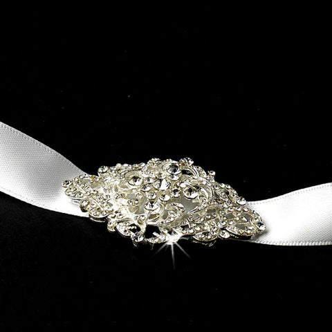 Bridal Ribbon Headband Silver Headpiece White or Ivory