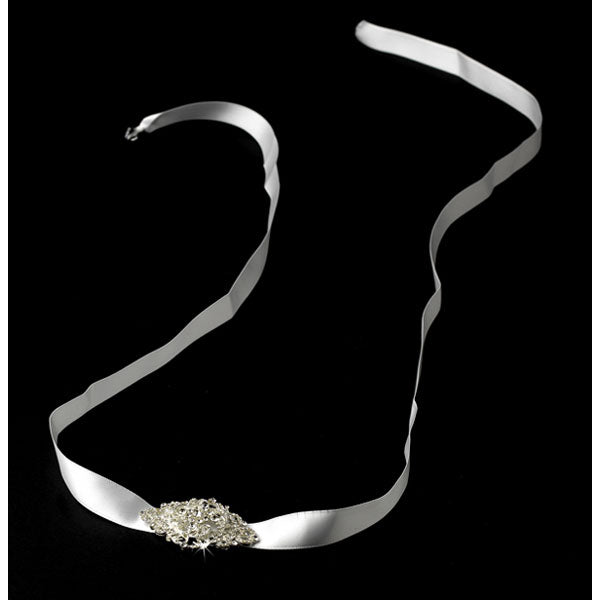 Bridal Ribbon Headband Silver Headpiece White or Ivory
