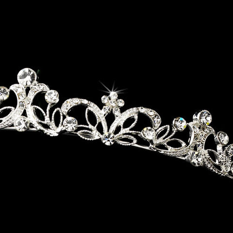 Bridal Tiara Elegant Rhinestone Floral Tiara Headband