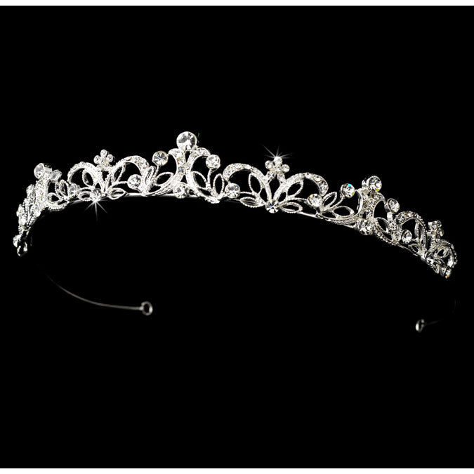 Bridal Tiara Elegant Rhinestone Floral Tiara Headband