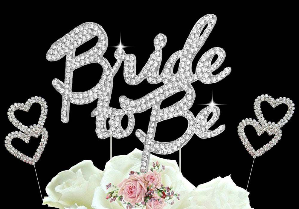 Bride to Be Cake Topper Crystal Bridal Shower Cake Toppers with Hearts Cake Picks