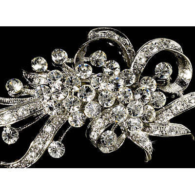 Vintage Crystal Hair Pin or Brooch Silver Clear