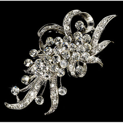 Vintage Crystal Hair Pin or Brooch Silver Clear