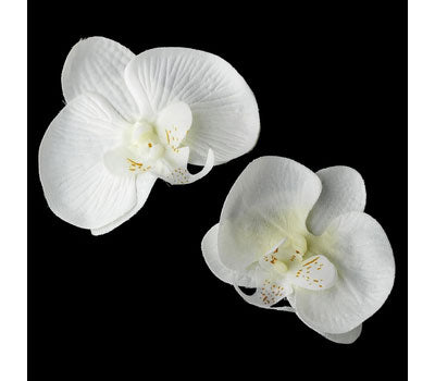 Set of 2 Snow White Orchid Bridal Flower Clips