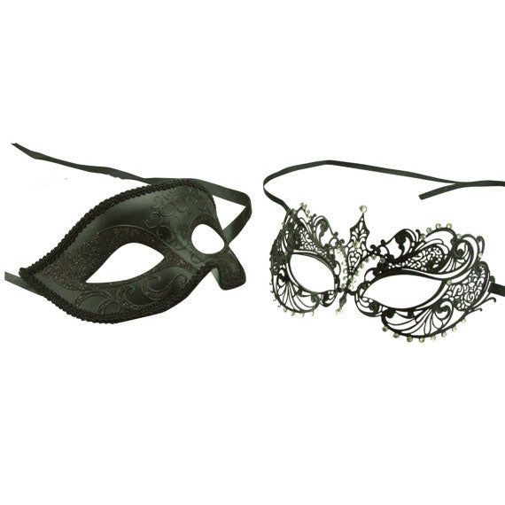 Couple Masquerade Masks His and Her Laser Cut Masks Set Black