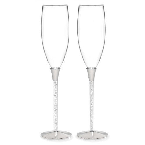 Glittering Beads Champagne Toasting Flutes Set of 2