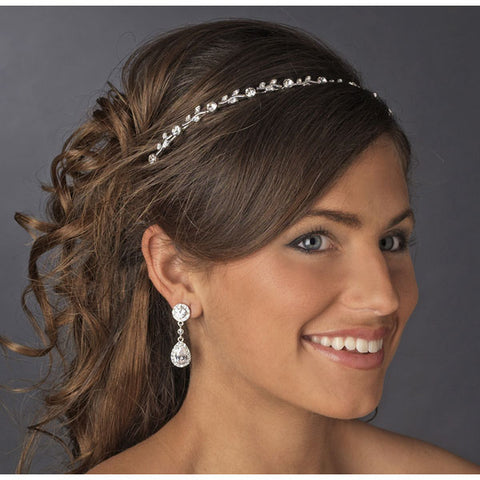 Clear Crystal Bridal Headband Silver or Gold