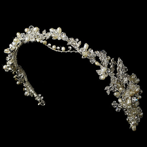 Pearl & Crystal Headband with Side Accent Hair Vine