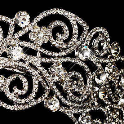 Antique Silver Headband with Crystal Side Accents