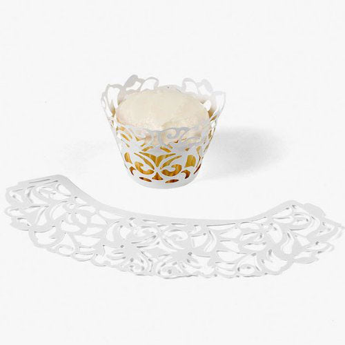 Cupcake Wrappers Laser Cut Cupcake Collars White Pack of 24