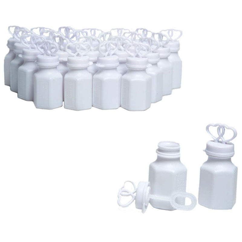 White Double Heart Bubbles Wedding Bubble Favors Set of 48