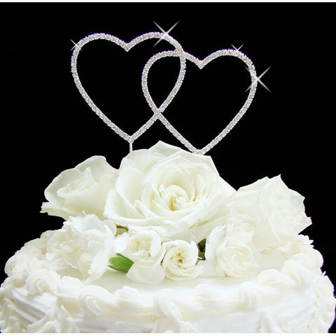 Double Heart Cake Topper Bling Crystal Cake Toppers Weddings