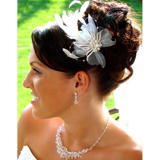 Vintage Feather Fascinator Ivory Bridal Hair Piece