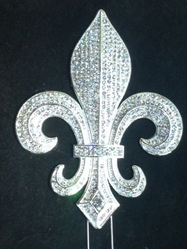 Fleur De Lis Bling Crystal Cake Toppers Weddings Mardi Gras Silver or Gold