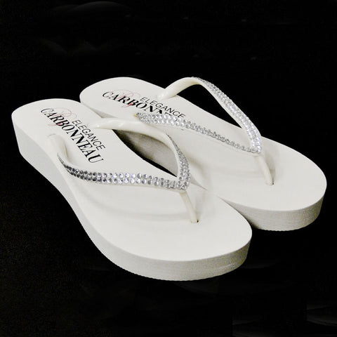 Bridal Flip Flops with Crystal Straps ( Ivory or White or Black)