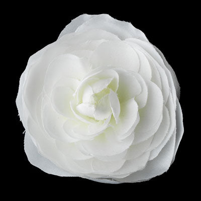 Diamond White Ranunculous Flower Bridal Hair Clip