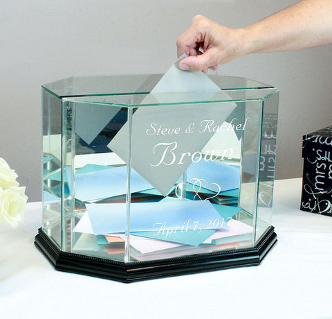 Glass Wedding Card Box Personalized Octagon Money Box