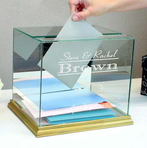 Glass Wedding Card Box Personalized Rectangle Money Box