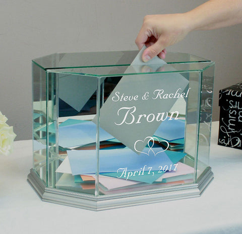 Glass Wedding Card Box Personalized Octagon Money Box