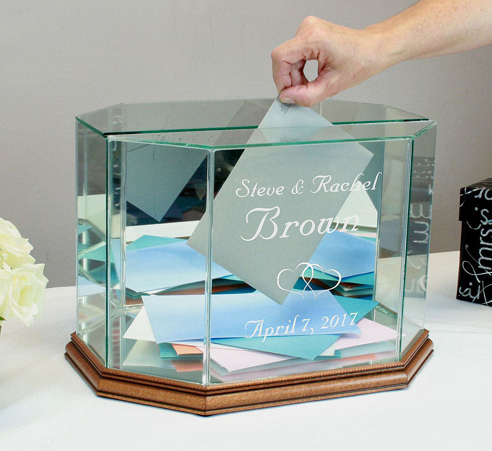 Glass Wedding Card Box Personalized Octagon Money Box