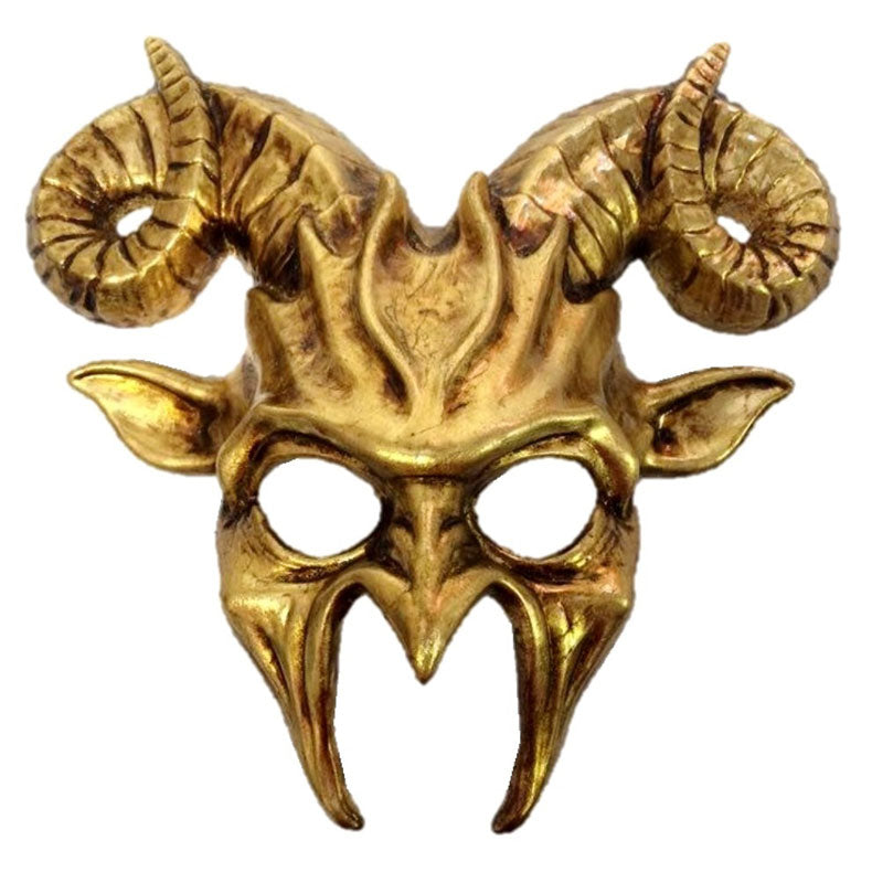 Goat Masquerade Mask Horn Adult Mens Animal Ram Venetian Mask Gold or Silver