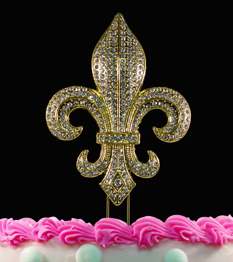 Fleur De Lis Bling Crystal Cake Toppers Weddings Mardi Gras Silver or Gold