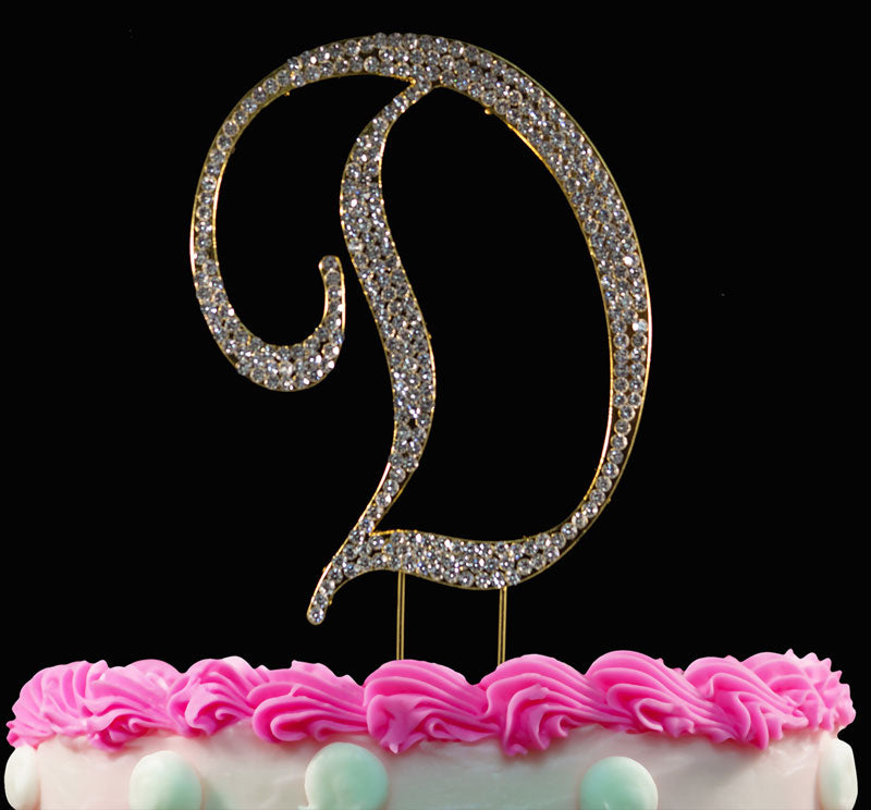 Gold Monogram Cake Topper Crystal Cake Initial A to Z Any Letter