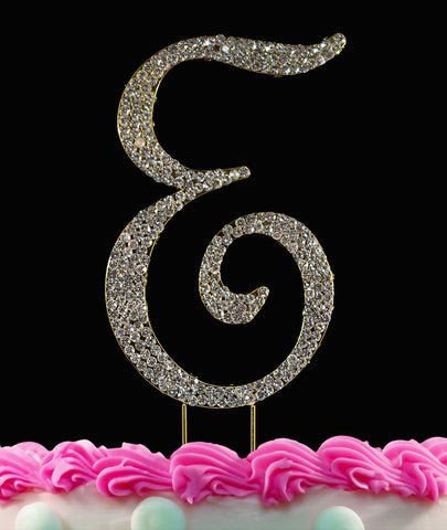 Gold Monogram Cake Topper Crystal Cake Initial A to Z Any Letter