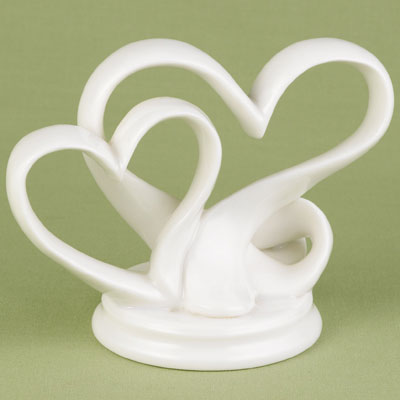 Double Heart Porcelain Cake Topper