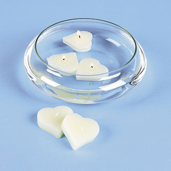 Heart Floating Candles White ( Pack of 12 )