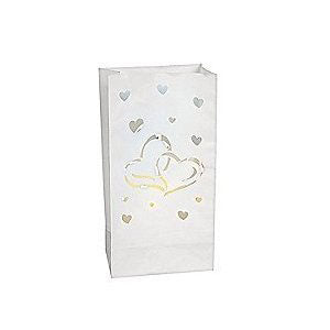 Two Hearts White Luminary Bags (12 per pack)