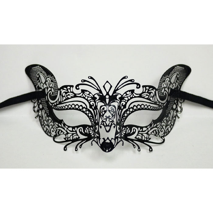 Cat Design Laser Cut Metal Black Masquerade Mask