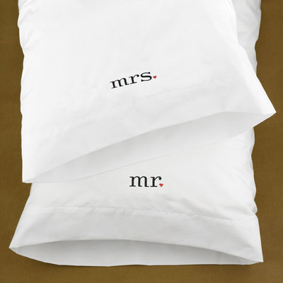 Mr And Mrs White Pillowcases Wedding Gifts