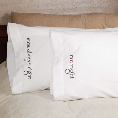 Mr and Mrs Right Pillowcases (Set of 2)