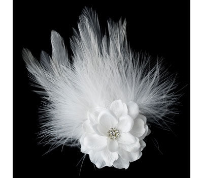 Petite Flower Feather Fascinator Bridal Hair Clip