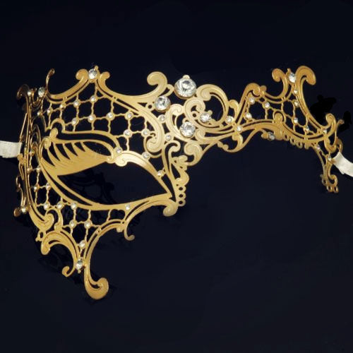 Gold Phantom of the Opera Inspired Lady Half Face Laser Cut Metal Mask
