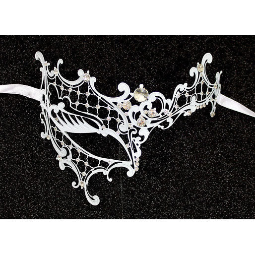 White Phantom of the Opera Half Face Venetian Mask