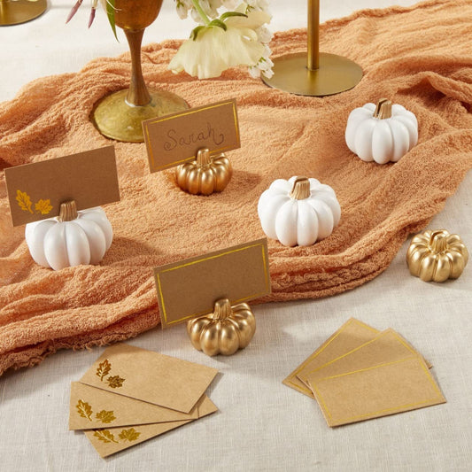 Pumpkin Place Card Holder Set of 6 Gold or White