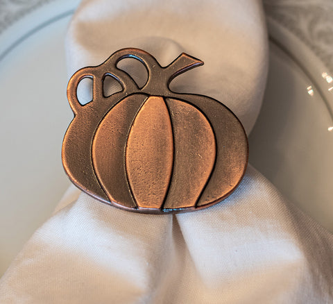 Pumpkin Napkin Rings for Thanksgiving, Halloween Party, Dinners, Parties - Set of 4 Napkin Holders