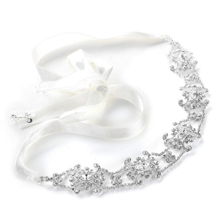 Swarovski Crystal Bridal Headband or Belt with Ribbon