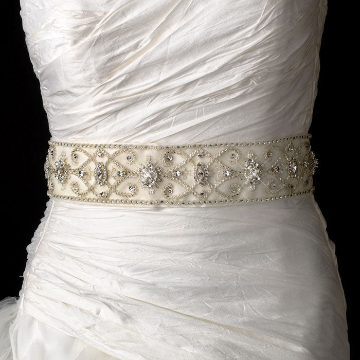 Beaded Royal Swarovski Crystal Bridal Sash Belt