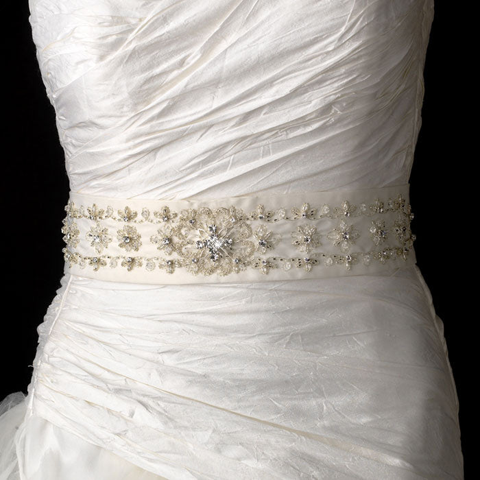 Elegant Sequence Pearls Crystals Bridal Sash Belt