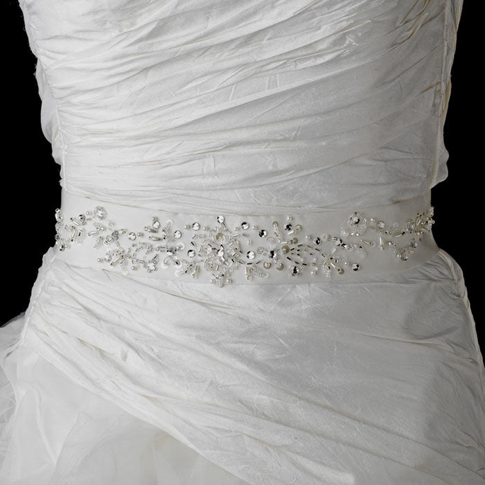 Bridal Sash Belt with Sequence Pearls Crystals