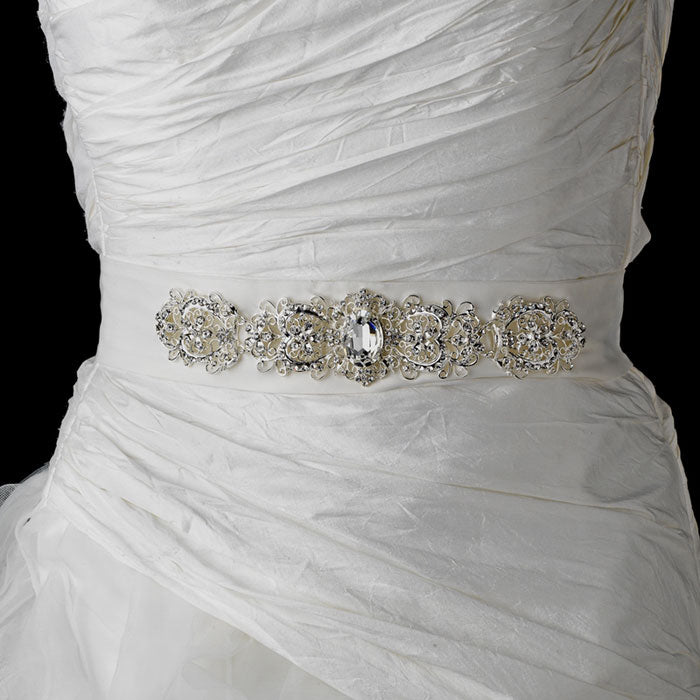 Vintage Rhinestone Crystal Bridal Sash Belt