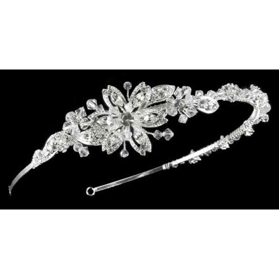 Trendy Side Rhinestone-Inlaid Metal Flower Bridal Headbands