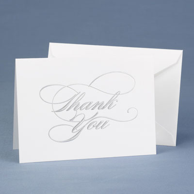 Wedding Thank You Cards Silver Foil Embossed Thank You Notes(50)