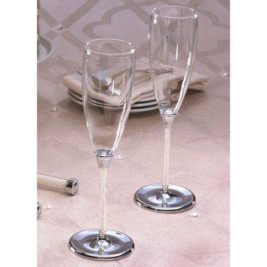 Pearl Stemmed Toasting Flutes Elegant