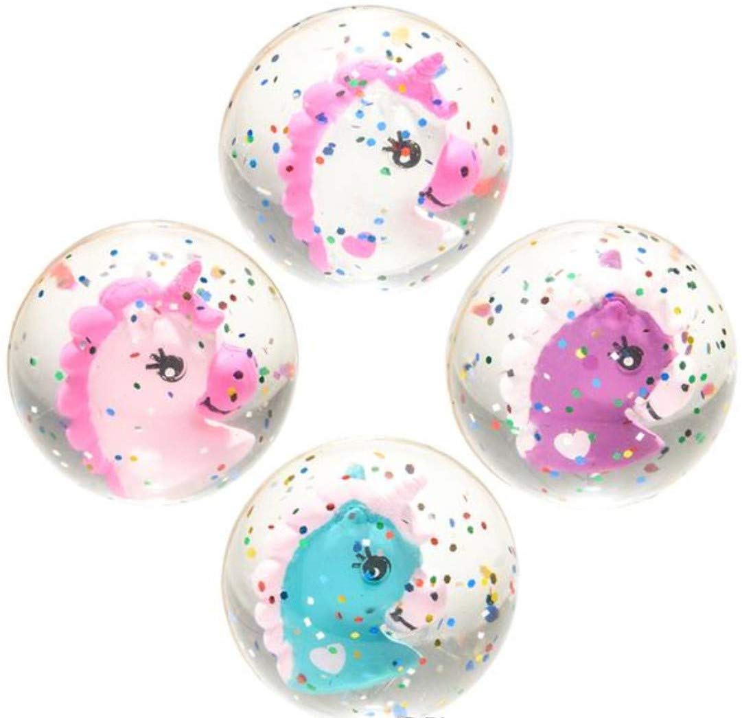 Unicorn Glitter High Bounce Balls Party Favors Pack of 12