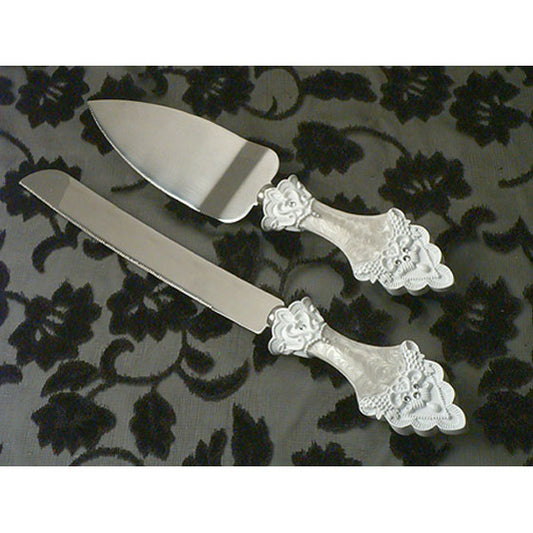 Eleganza Lace Wedding Cake Serving Set