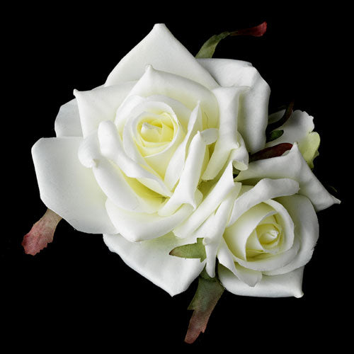 Classic Diamond White Pointed Garden Rose Flower Hair Clip